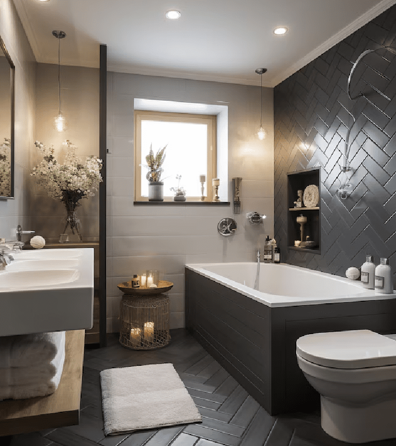 Small bathroom decorated in modern style<br />
